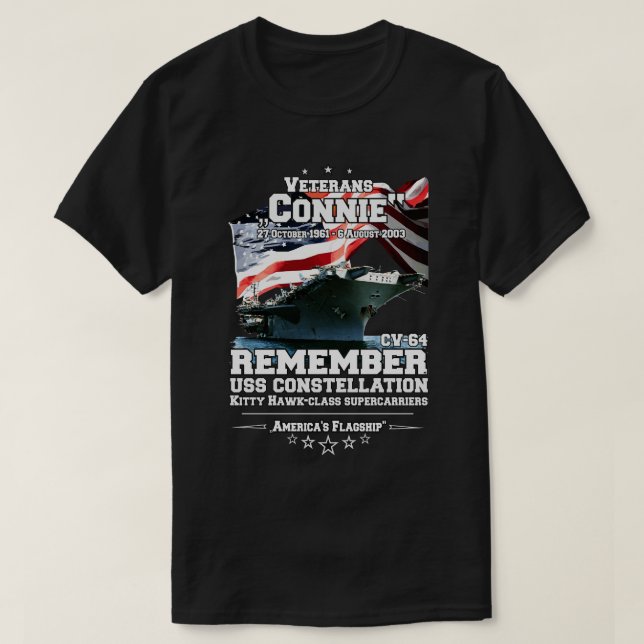 Camiseta LEMBRE-SE da Constelação CV64 Veteranos do USS (Frente do Design)