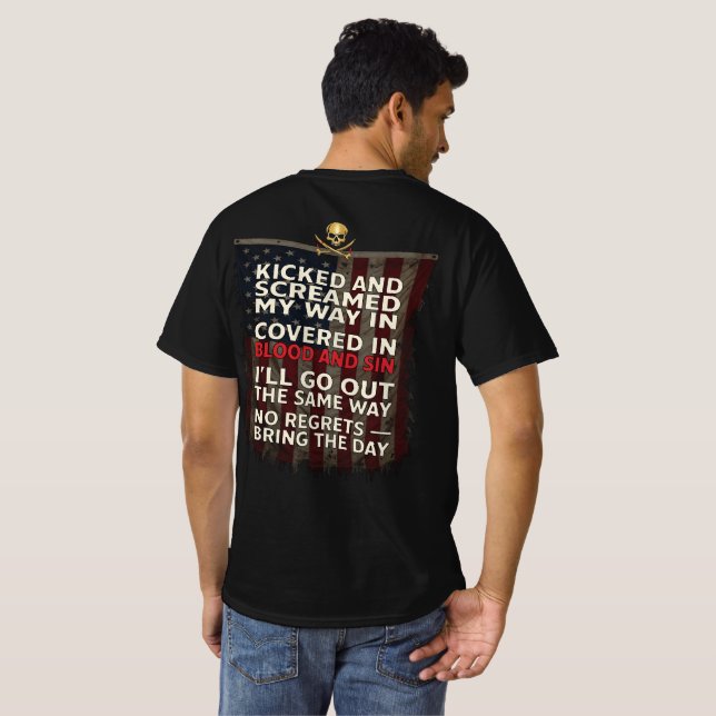Camiseta Lembre-se da Morte + Bandeira dos EUA (Parte Traseira Completa)