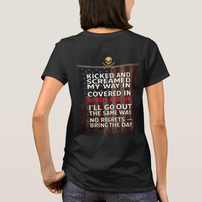 Camiseta Lembre-se da Morte + Bandeira dos EUA (Verso)