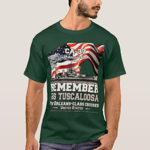 Camiseta Lembre-se da USS Tuscaloosa CA37 cruzador de Marin