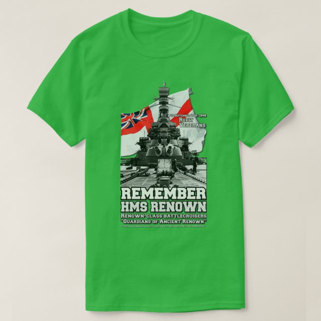 Camiseta LEMBRE-SE de HMS Renown Royal Marinho Veterans (Frente do Design)