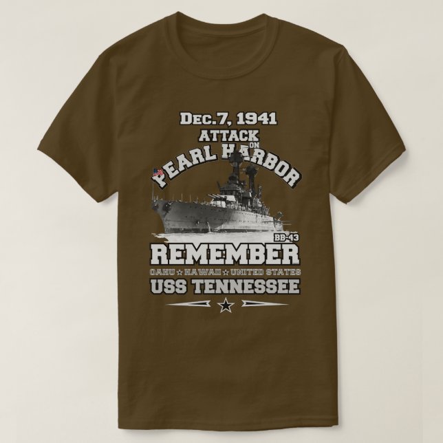 Camiseta LEMBRE-SE de Pearl Harbor BB43 USS Tennessee (Frente do Design)