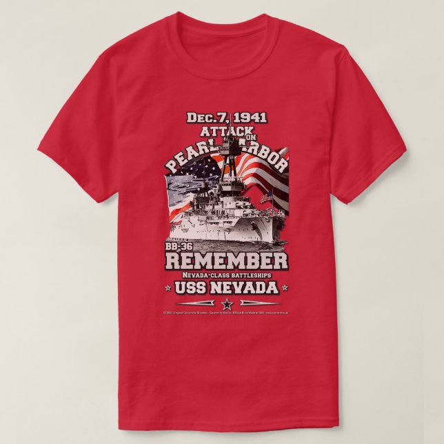 Camiseta LEMBRE-SE de Pearl Harbor USS Nevada BB36 (Frente do Design)