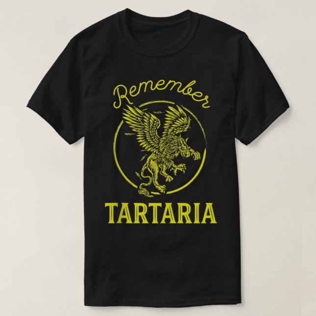 Camiseta Lembre-se de Tartaria Mythure Creature Mud Flood D (Frente do Design)