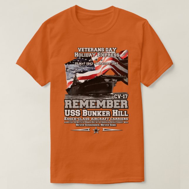 Camiseta LEMBRE-SE do CV17 Bunker Hill dos EUA (Frente do Design)
