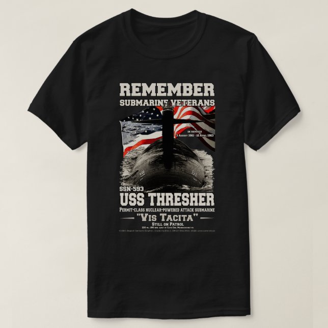 Camiseta LEMBRE-SE do Thresher USS SSN593 (Frente do Design)