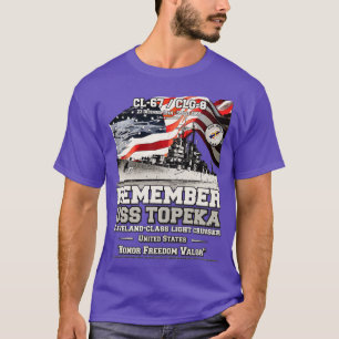 Camiseta LEMBRE-SE do USS Topeka CL67 US Marinho light crui