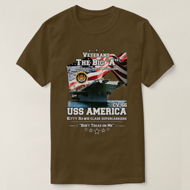Camiseta LEMBRE-SE DOS USS America CVACV66 Veteranos (Frente do Design)