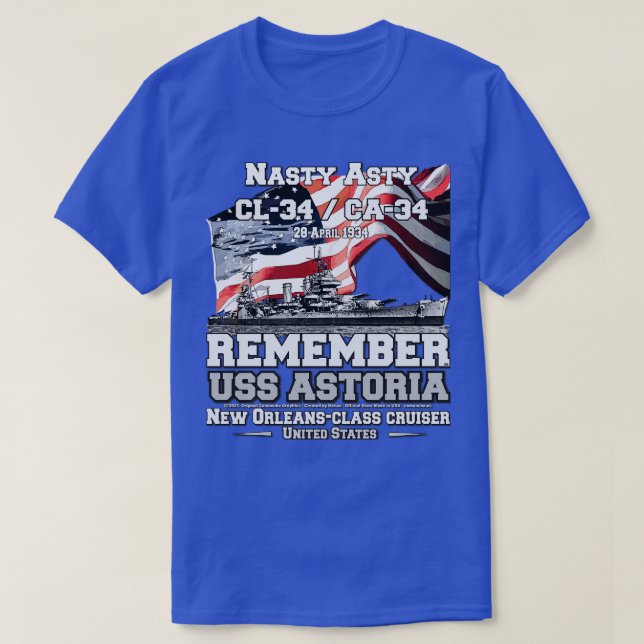 Camiseta LEMBRE-SE DOS USS Astoria CA34 veteranos do marinh (Frente do Design)