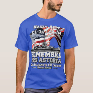 Camiseta LEMBRE-SE DOS USS Astoria CA34 veteranos do marinh