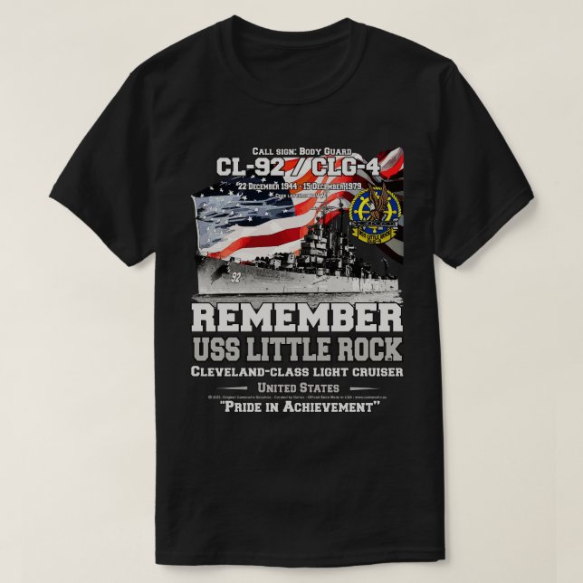 Camiseta LEMBRE-SE DOS USS Little Rock CL92 Veterano Marinh (Frente do Design)