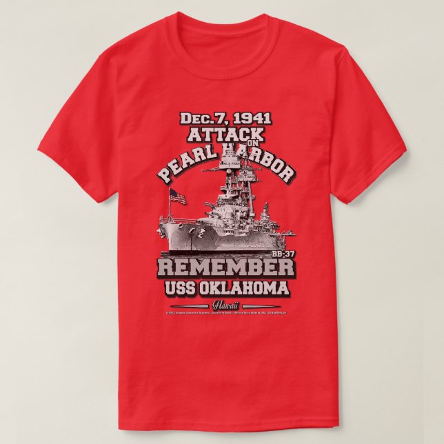 Camiseta LEMBRE-SE DOS USS Oklahoma BB37 Pearl Harbor (Frente do Design)