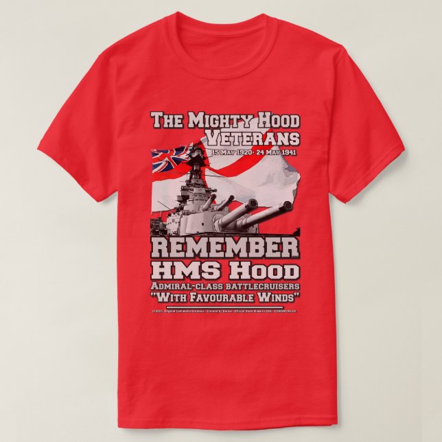 Camiseta LEMBREM-SE de HMS Hood Battlecruiser orgulhosos ma (Frente do Design)