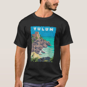 Camiseta Lembrete de Férias da Praia de Tulum México com Es