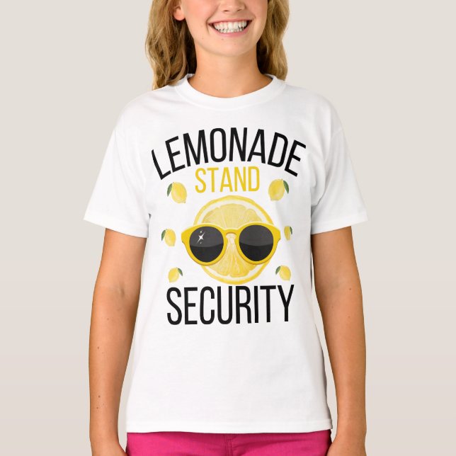 Camiseta Lemonade Stand Security Para Crianças Festa De Ver (Frente)