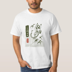 Camiseta LEMUR 狐 estilo japonês sumi-e