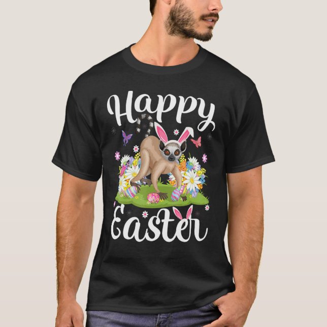 Camiseta Lemur Easter Ovo Caça Floral Páscoa De Limur Sunda (Frente)