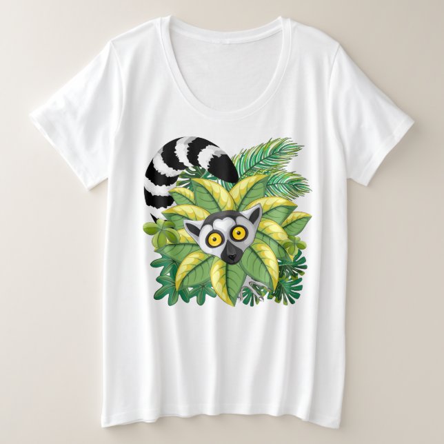 Camiseta Lêmures de Madagascar na Selva Exótica (Frente do Design)