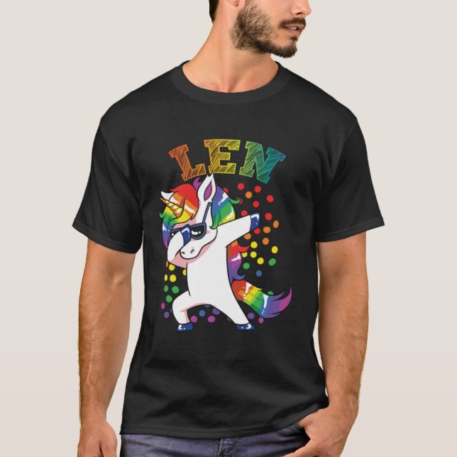 Camiseta Len Dabbing Unicorn (Frente)