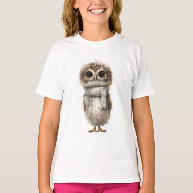 Camiseta Lenço Aconchegante Bebê Coruja Crianças (Frente)