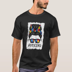 Camiseta Lenço de Cabelo Desgrenhado Feminino Be Kind Autis