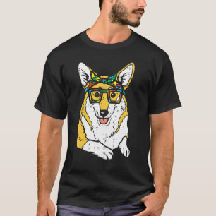 Camiseta Lenço de Pescoço com Puzzle do Corgi Galês Óculos 