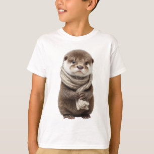 Camiseta Lenço Marrom Bebê Lontra Crianças