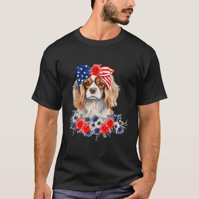Camiseta Lenço para Cavalier King Charles Spaniel Bandeira  (Frente)