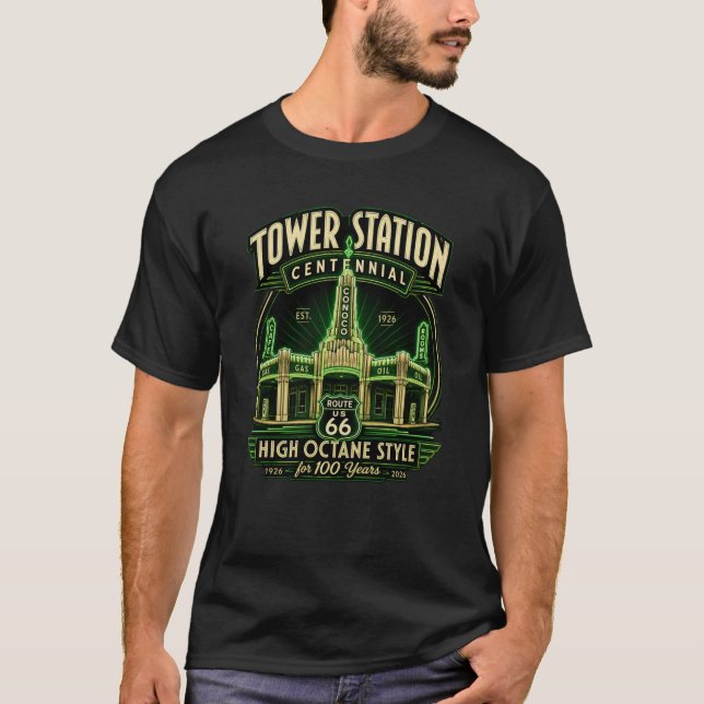 Camiseta Lenda Art Déco da Rota 66 de Oklahoma (Frente)