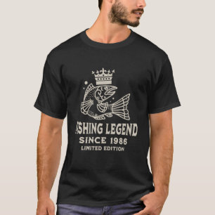 Camiseta Lenda da Pesca de Peixes Desde 1986 Aniversário 4