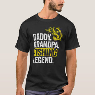 Camiseta Lenda da Pesca do Papai Vovô Homem Peixe Bass Pesc