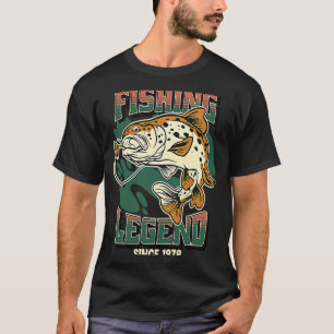 Camiseta Lenda da Pesca Truta Robalo Pescador Desde 1978 O