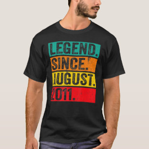 Camiseta Lenda De 11 Anos Desde Agosto De 11 Birthd