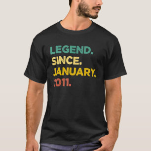 Camiseta Lenda De 12 Anos Desde Janeiro De 2011 12 Birthd