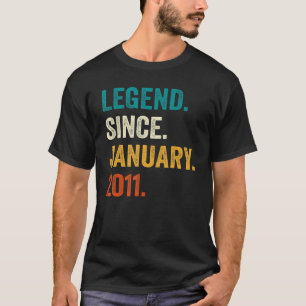 Camiseta Lenda De 12 Anos Desde Janeiro De 2011 12 Birthd