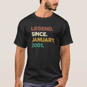 Camiseta Lenda de 22 Anos Desde Janeiro de 2001 Aniversário