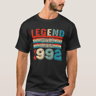 Camiseta Lenda De 30 Anos Desde Março De 1992 aniversário d