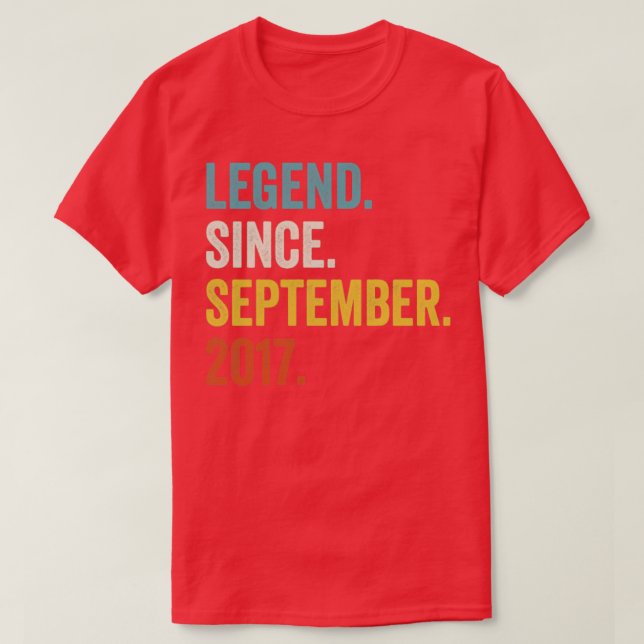 Camiseta Lenda De 5 Anos Desde Setembro De 2017, 5 Birthd (Frente do Design)
