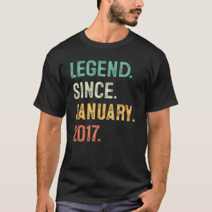 Camiseta Lenda De 6 Anos Desde Janeiro De 2017 6 Birthda