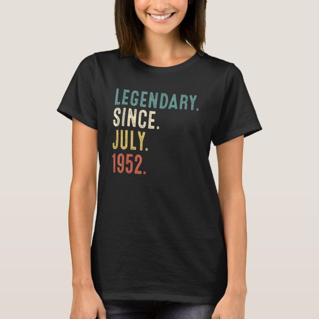 Camiseta Lenda De 70 Anos Desde Julho De 1952 70 Aniversári (Frente)