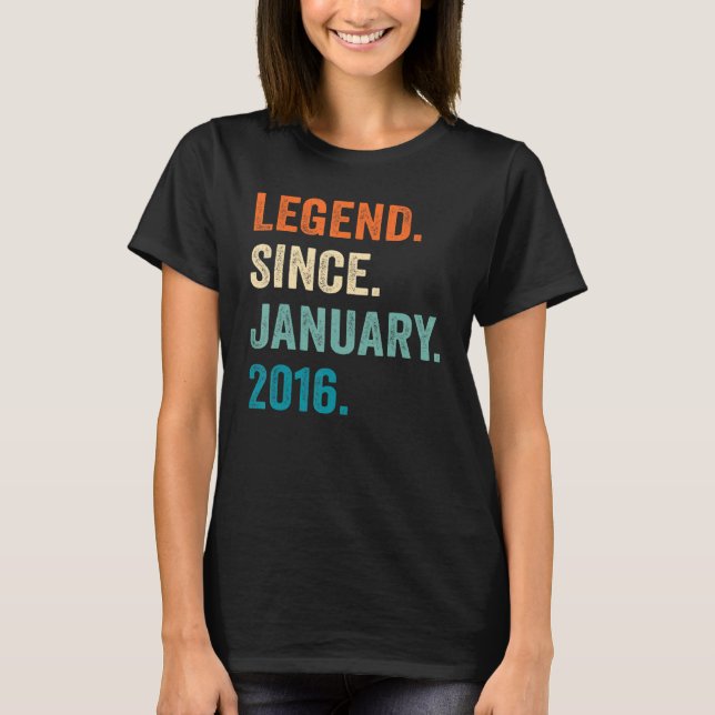 Camiseta Lenda De 7 Anos Desde Janeiro De 2016 7 Birthda (Frente)