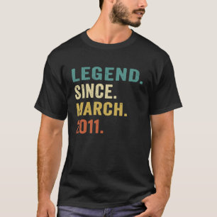 Camiseta Lenda De Aniversário De 12 De 12 Anos Desde Março