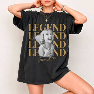Camiseta Lenda de Aniversário de Foto e Ano Vintage Persona