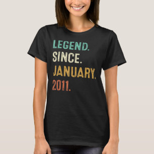 Camiseta Lenda De Boys 12 Bday, 12 Anos, Desde Janeiro