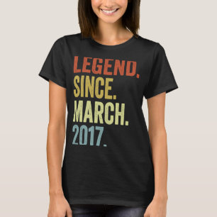 Camiseta Lenda De Menino De 6 Anos Desde Março De 2017, 6 B