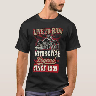 Camiseta Lenda De Motocicleta Ao Vivo Desde 1959 Biker Bi