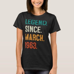 Camiseta Lenda De Presentes De 60 Anos Desde Março De 1963
