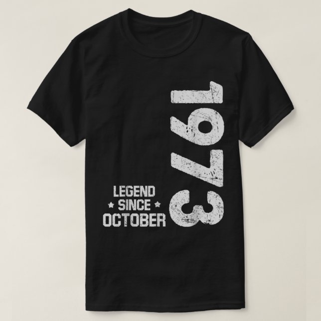 Camiseta Lenda de presentes desde outubro de 1973 49º (Frente do Design)