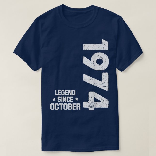 Camiseta Lenda de presentes desde outubro de 1974 48º (Frente do Design)