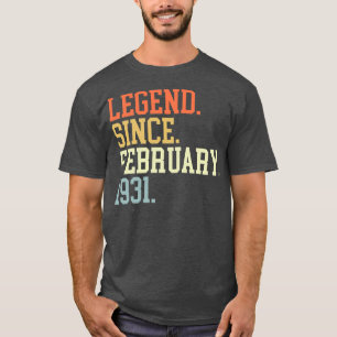 Camiseta Lenda Desde Fevereiro de 1931 Para Homens Mulheres
